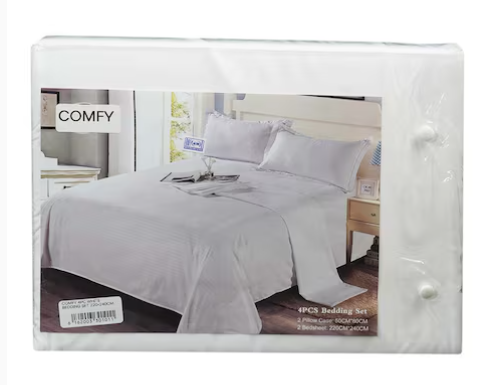 Comfy 4Pieces Bedding Set White 220*240Cm